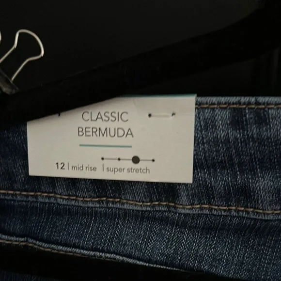 Maurices Blue Jean Shorts with Cuffed Hem and Distressed Look - Picture 4 of 5